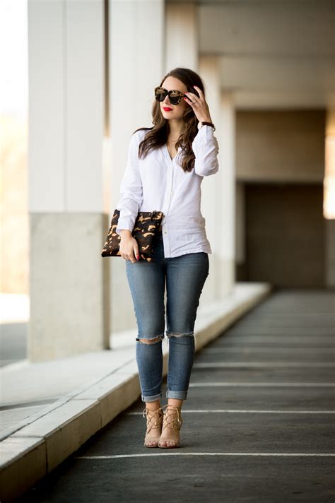 blue jeans and white shirt outfit